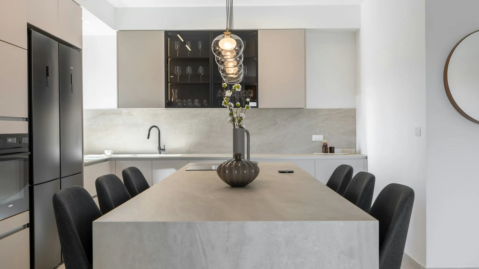 Polished concrete benchtop made by Clutch Construction
