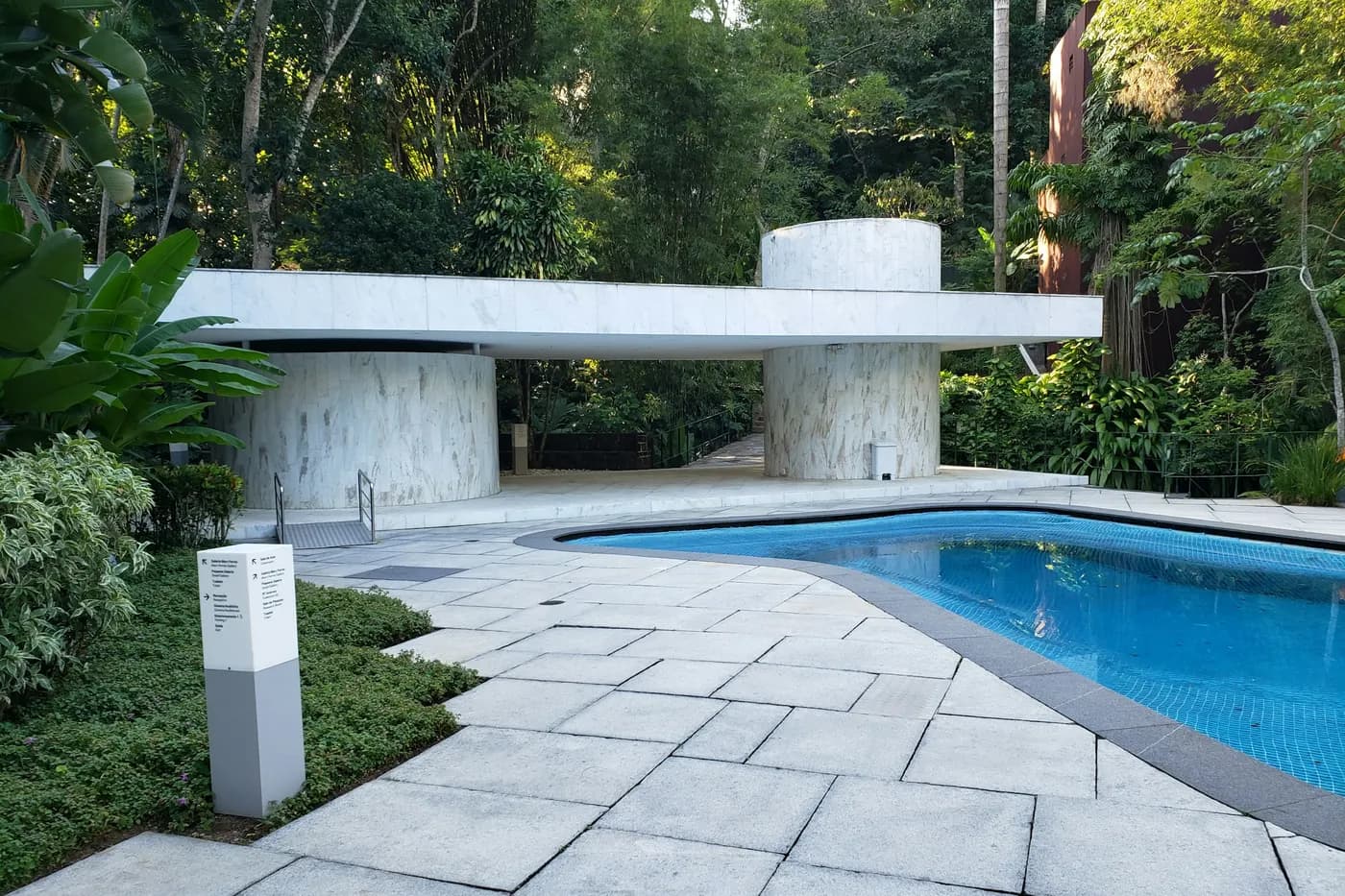 Honed concrete at a pool edge