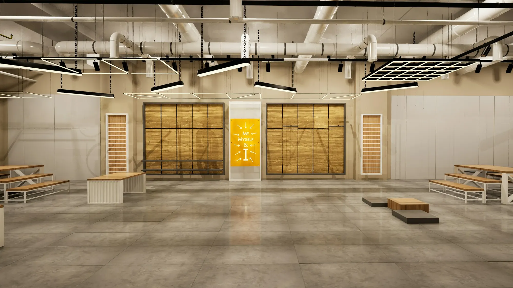 Polished concrete floor in a commercial space