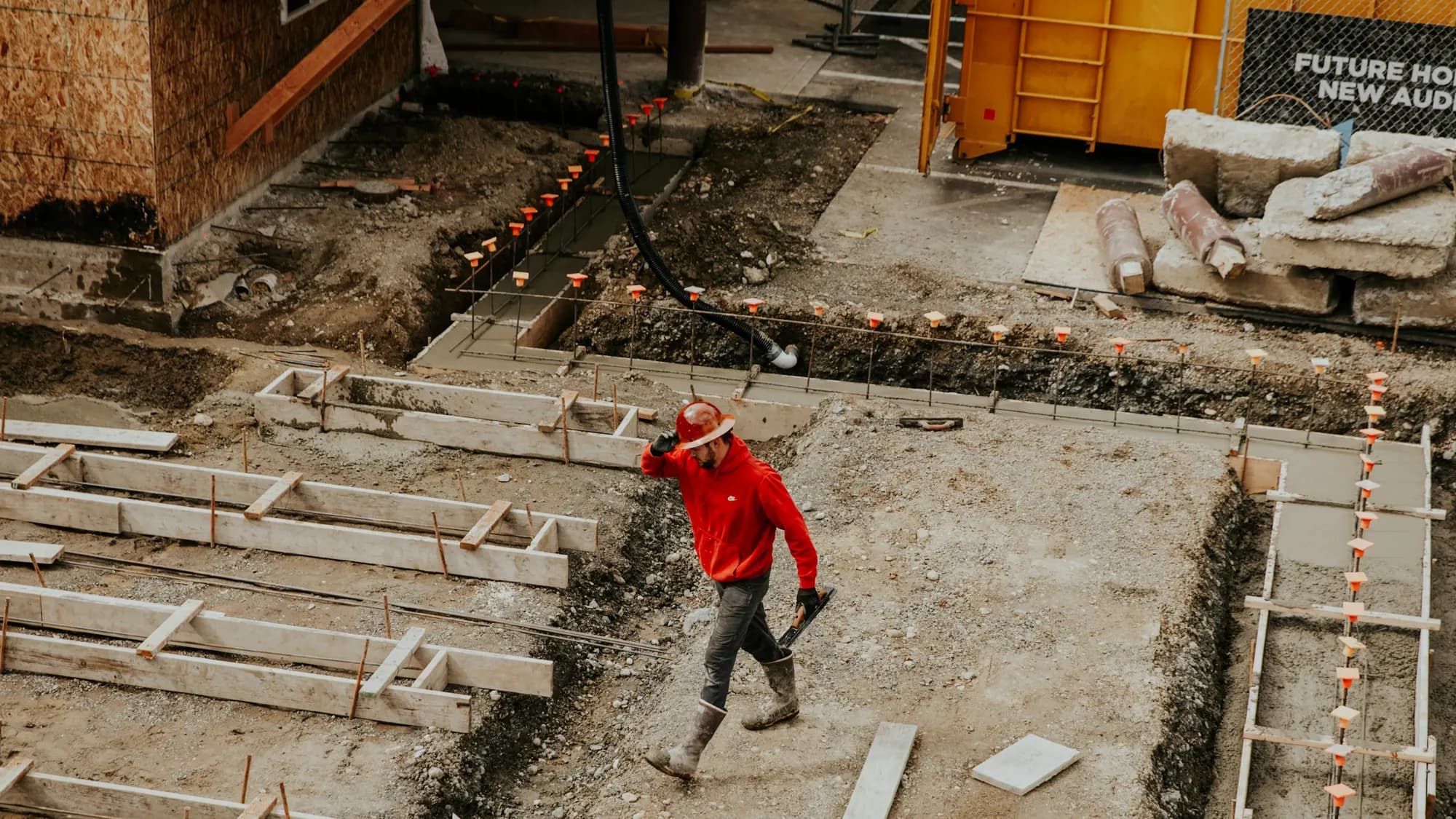 House slab foundation ready for concrete in the South West