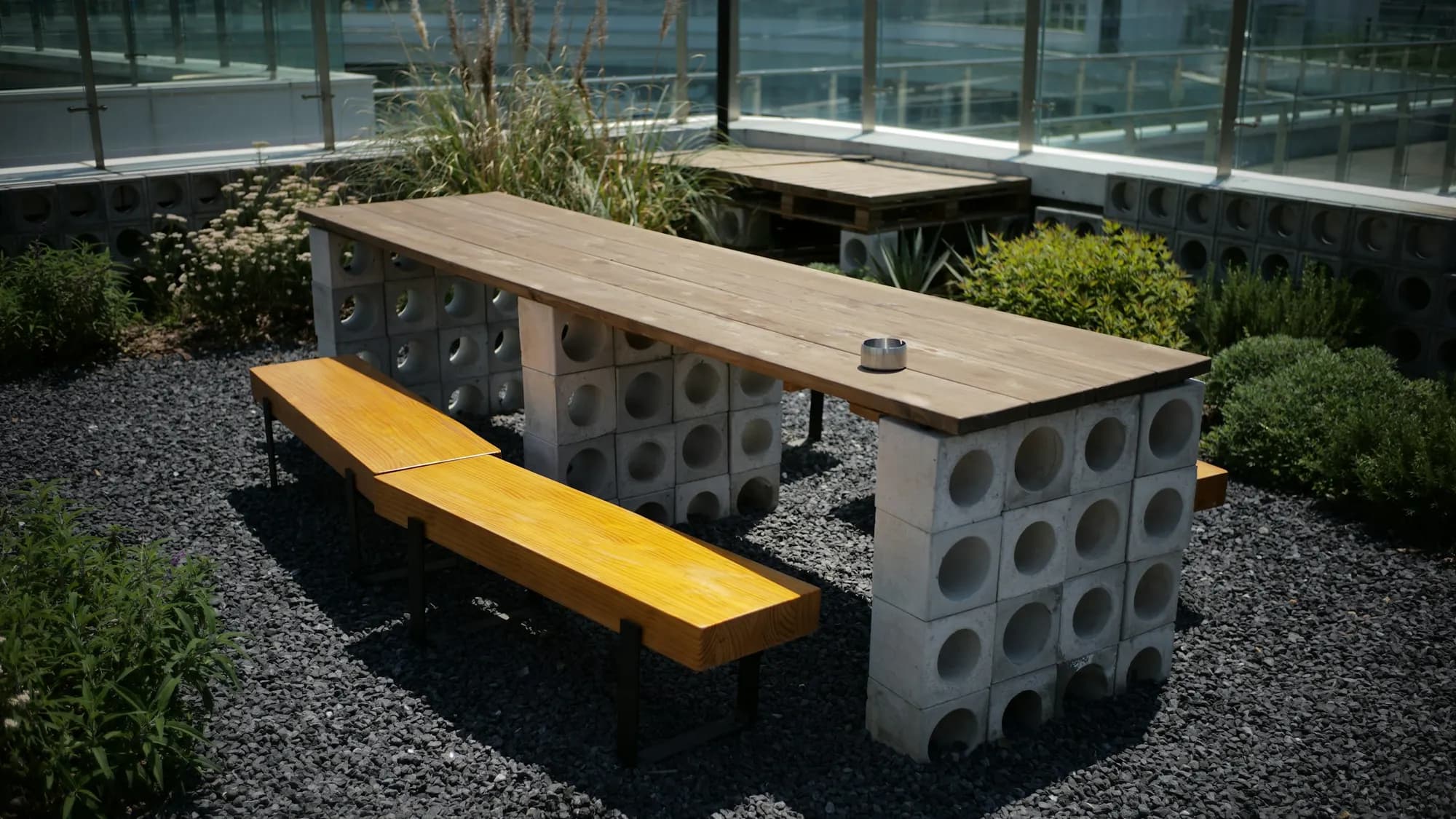 Custom concrete furniture made by Clutch Construction