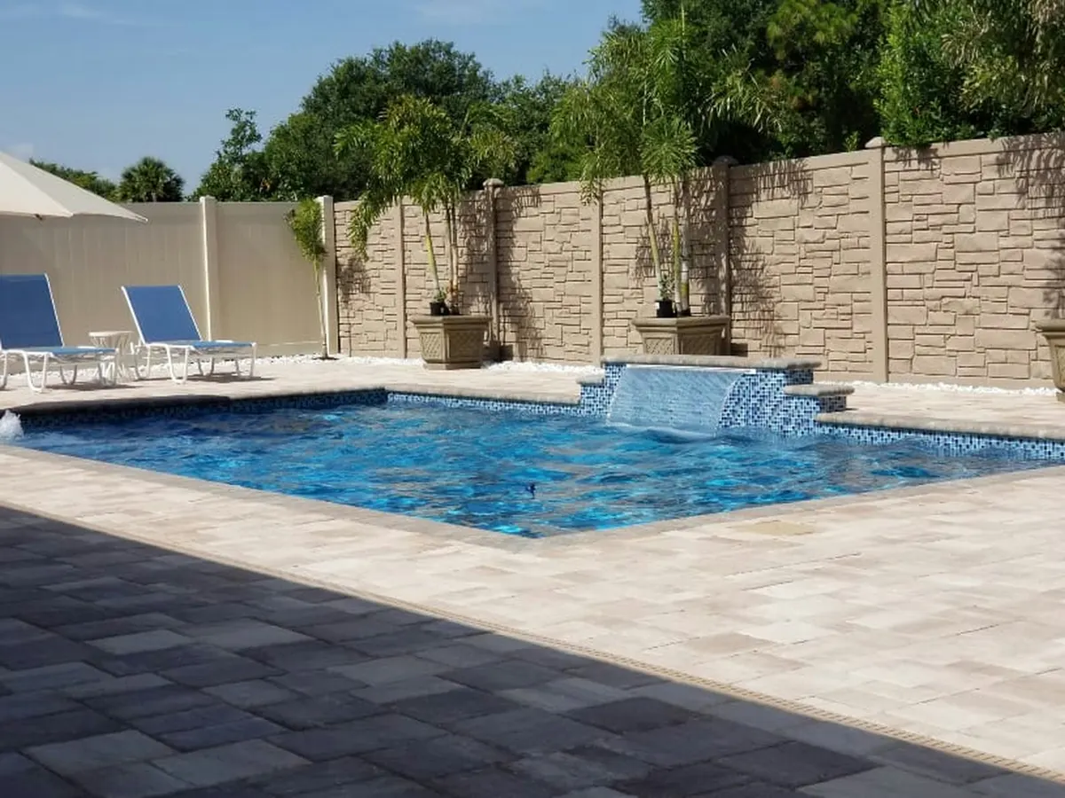 Honed concrete pool surround
