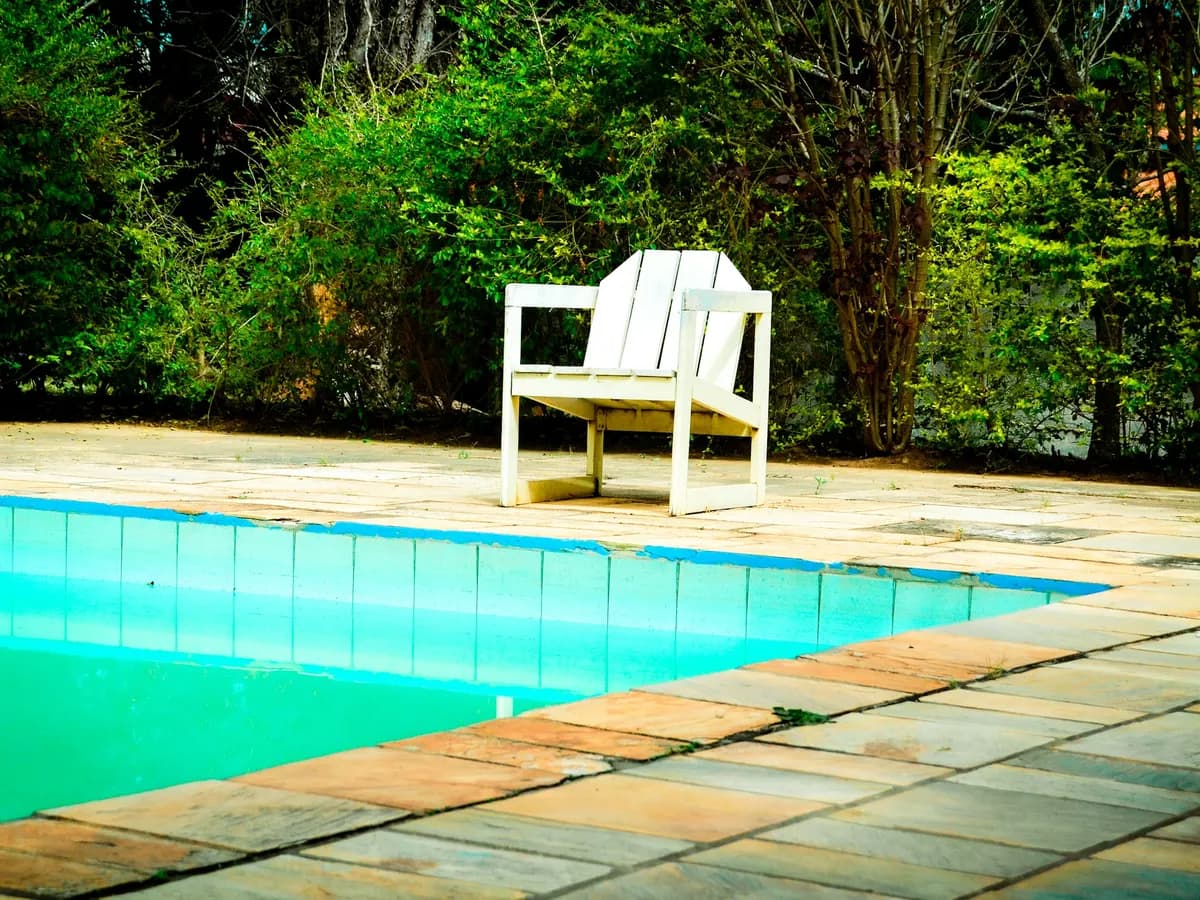 Liquid limestone pool surround close-up